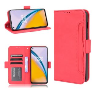 For OnePlus Nord 2 5G Skin Feel Calf Pattern Horizontal Flip Leather Case with Holder & Card Slots & Photo Frame(Red) (OEM)