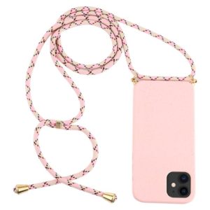 For iPhone 12 mini Wheat TPU Protective Case with Lanyard(Pink) (OEM)
