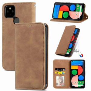 For Google Pixel 5a 5G Retro Skin Feel Business Magnetic Horizontal Flip Leather Case with Holder & Card Slots & Wallet & Photo Frame(Brown) (OEM)