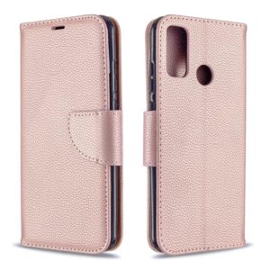 For Huawei P Smart (2020) Litchi Texture Pure Color Horizontal Flip PU Leather Case with Holder & Card Slots & Wallet & Lanyard(Rose Gold) (OEM)