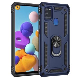 For Samsung Galaxy A21s Shockproof TPU + PC Protective Case with 360 Degree Rotating Holder(Blue) (OEM)
