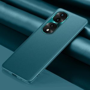 For Honor 70 Pro Plain Skin Leather Phone Case(Cyan) (OEM)