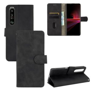 For Sony Xperia 1 III Solid Color Skin Feel Magnetic Buckle Horizontal Flip Calf Texture PU Leather Case with Holder & Card Slots & Wallet(Black) (OEM)