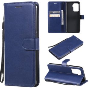 For OPPO F19 Pro 4G Solid Color Horizontal Flip Protective Leather Case with Holder & Card Slots & Wallet & Photo Frame & Lanyard(Blue) (OEM)