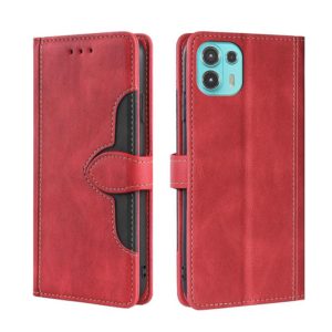 For Motorola Edge 20 Lite Skin Feel Straw Hat Magnetic Buckle Leather Phone Case(Red) (OEM)