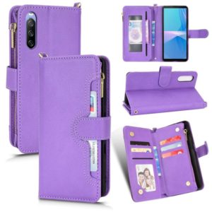 For Sony Xperia 10 III Litchi Texture Zipper Leather Phone Case(Purple) (OEM)