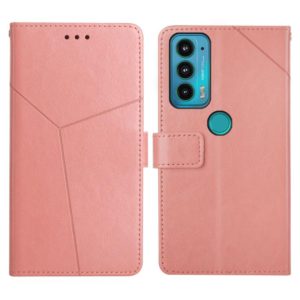 For Motorola Edge 20 Y Stitching Horizontal Flip Leather Phone Case with Holder & Card Slots & Wallet & Photo Frame(Rose Gold) (OEM)