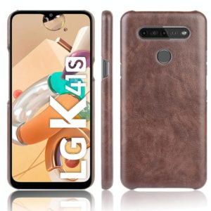 For LG K41S Shockproof Litchi Texture PC + PU Case(Brown) (OEM)