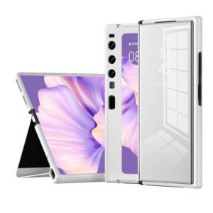 For Huawei Mate Xs 2 Side Frame Stick Leather Magnetic Phone Case(Litchi Texture White) (OEM)