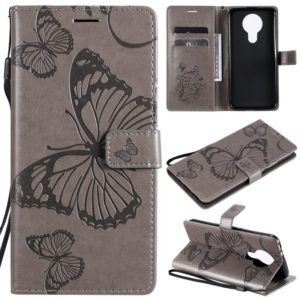 For Nokia 3.4 3D Butterflies Embossing Pattern Horizontal Flip Leather Case with Holder & Card Slot & Wallet(Grey) (OEM)