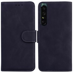For Sony Xperia 1 IV Skin Feel Pure Color Flip Leather Phone Case(Black) (OEM)