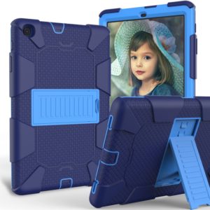 Shockproof Two-Color Silicone Protection Case with Holder for Galaxy Tab A 10.1 (2019) / T510 (Dark Blue+Blue) (OEM)