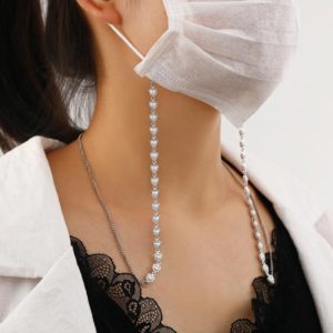 Retro Love Pearl Multi-Purpose Anti-Lost Hanging Mask Glasses Chain(Silver) (OEM)