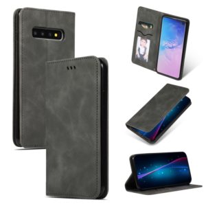 Retro Skin Feel Business Magnetic Horizontal Flip Leather Case for Samsung Galaxy S10(Dark Gray) (OEM)
