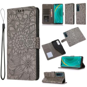 For Huawei nova 7 Pro 5G Skin Feel Embossed Sunflower Horizontal Flip Leather Case with Holder & Card Slots & Wallet & Lanyard(Grey) (OEM)