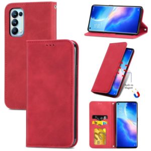 For OPPO Reno5 Pro 5G Retro Skin Feel Business Magnetic Horizontal Flip Leather Case with Holder & Card Slots & Wallet & Photo Frame(Red) (OEM)
