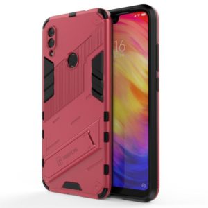 For Xiaomi Redmi Note 7 Punk Armor 2 in 1 PC + TPU Shockproof Case with Invisible Holder(Light Red) (OEM)