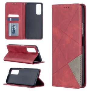For Huawei P smart 2021 / Y7a Prismatic Invisible Magnetic Horizontal Flip Leather Case with Holder & Card Slots & Photo Frame(Red) (OEM)