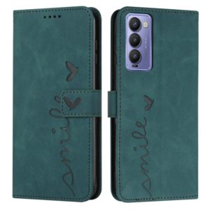 For Tecno Camon 18 Skin Feel Heart Pattern Leather Phone Case(Green) (OEM)