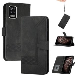 For LG K52 Cubic Skin Feel Flip Leather Phone Case(Black) (OEM)