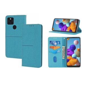 For Google Pixel 5a 5G Woven Texture Stitching Magnetic Horizontal Flip PU Leather Case with Holder & Card Slots & Wallet & Lanyard(Blue) (OEM)
