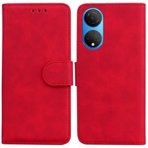 For Honor X7 Skin Feel Pure Color Flip Leather Phone Case(Red) (OEM)