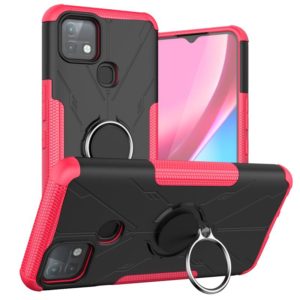 For Infinix Hot 10i Armor Bear Shockproof PC + TPU Protective Case with Ring Holder(Rose Red) (OEM)