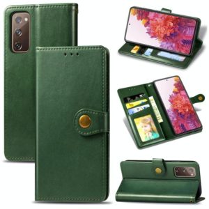 For Galaxy S20 FE(4G/5G) / S20 Lite Retro Solid Color Leather Buckle Phone Case with Lanyard & Photo Frame & Card Slot & Wallet & Stand Function(Green) (OEM)