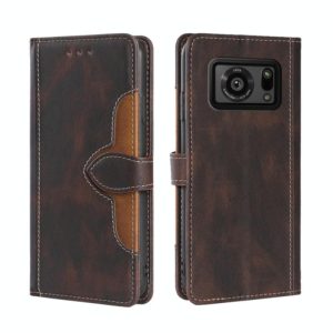 For Sharp Aquos R6 Skin Feel Straw Hat Magnetic Buckle Leather Phone Case(Brown) (OEM)