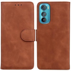 For Motorola Edge 30 Skin Feel Pure Color Flip Leather Phone Case(Brown) (OEM)