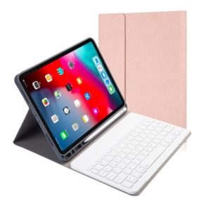 RK11 Cloth Texture Detachable Magnetic Bluetooth Keyboard Horizontal Flip Leather Tablet Case for iPad Pro 11 2020 / 2018 with Holder & Pen Slot(Rose Gold) (OEM)