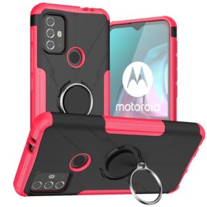 For Motorola Moto G30 Armor Bear Shockproof PC + TPU Protective Case with Ring Holder(Rose Red) (OEM)