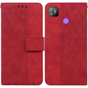 For Tecno Pop 4 Geometric Embossed Leather Phone Case(Red) (OEM)