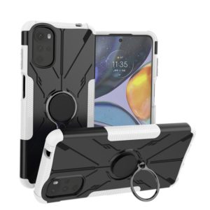 For Motorola Moto G22 Armor Bear Shockproof PC + TPU Phone Case with Ring(White) (OEM)