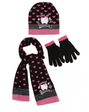Hello Kitty ΣΕΤ σκουφάκι γάντια κασκόλ, Χρώμα Μαύρο