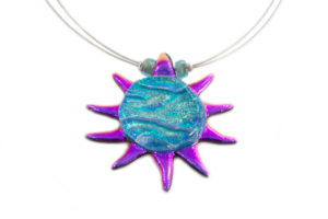 Dichroic Sun Glass Necklace | Pink & Turquoise