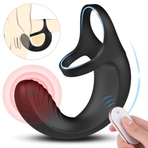 Δονούμενο Δαχτυλίδι Πέους Silicon Double Penis Ring with Anal Stimulator