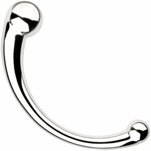 Dildo Metalic Curved Double Ended Silver