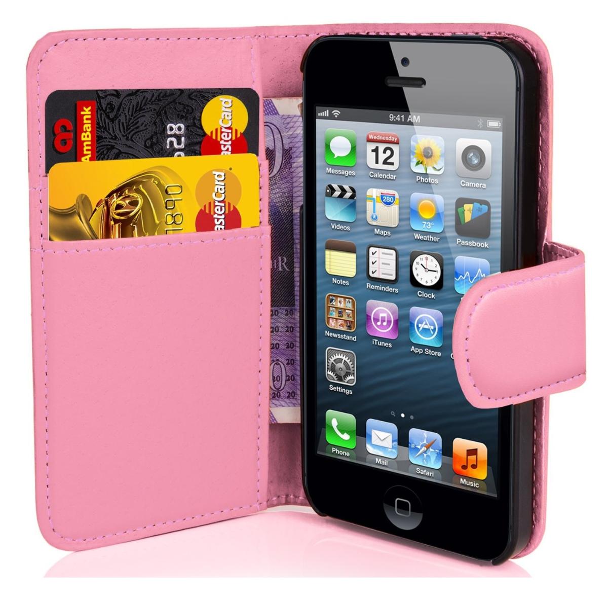 Ροζ Πλαϊνή Δερμάτινη Θήκη Flip για iPhone 4S 4G OEM