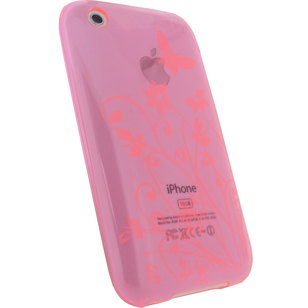 iPhone 3G / 3GS Θήκη Σιλικόνης TPU Gel Λαμπερό Ροζ - Pink Butterfly