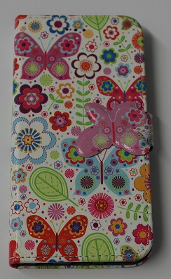 Apple iPhone 6 4,7 - Δερμάτινη Θήκη Stand Πορτοφόλι Λευκή Με Πεταλούδες και Λουλούδια (OEM)