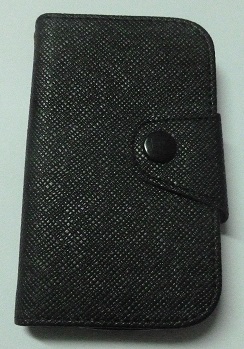 Galaxy S III mini i8190 Δερμάτινη Θήκη Πορτοφόλι Με Πίσω Κάλυμμα Σιλικόνης Μαύρη (OEM)