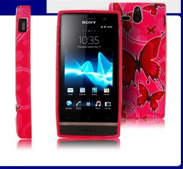 Θήκη σιλικόνης TPU για Sony Xperia U Ροζ με πεταλούδες