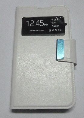 Huawei Ascend Y550 - Δερμάτινη Stand Θήκη Με Παραθυράκι Λευκό (ΟΕΜ)