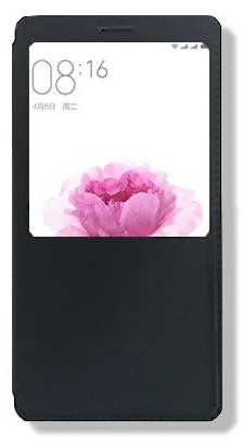 Xiaomi Mi Max- Δερμάτινη θήκη πορτοφόλι με παράθυρο Και Πίσω Πλαστικό Κάλυμμα Μαύρο (ΟΕΜ)