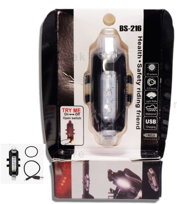 Οπίσθιος Φακός LED Ποδηλάτου με ΦΑΝΑΡΙ ΠΟΔΗΛΑΤΟΥ BS-216 15 LUMENS USB