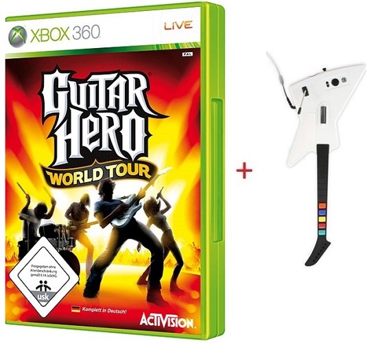XBOX 360 GAME - Guitar Hero World Tour and Guitar Bundle Color White