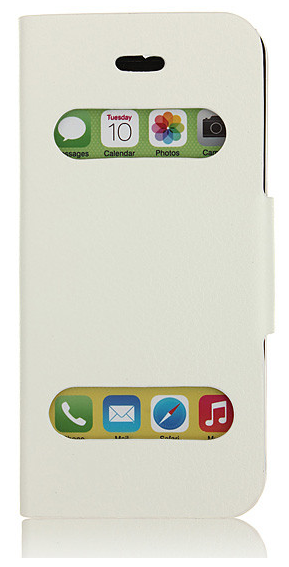 iPhone 5C Caller ID Leather Stand Case - White OEM