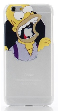 Apple iphone 6/6S 4.7 - Θήκη Πλαστικό Πίσω Κάλυμμα Διαφανής Λευκή Με Λόγκο Simpon With The Apple Logo in Mouth (OEM)