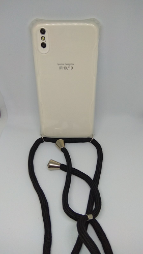 Θήκη Σιλικόνης TPU με Μαύρο Neck Cord για Iphone X - Διάφανη (ΟΕΜ)